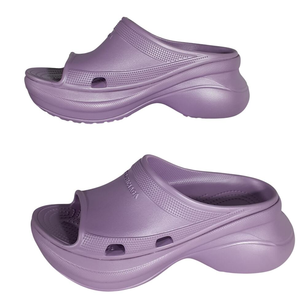 Balenciaga Platform Lilac Pool Crocs Slides Size 9 US / FR 39 NWT - Picture 2 of 6